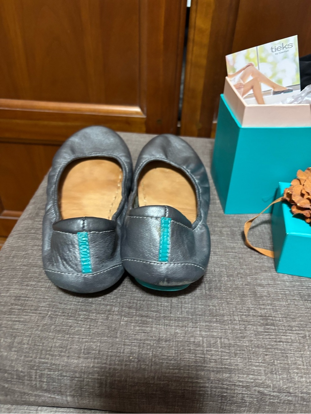 Tieks Metallic Silver Leather Ballet Flats - Picture 4 of 4